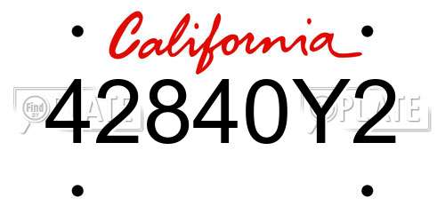 42840Y2 California License Plate