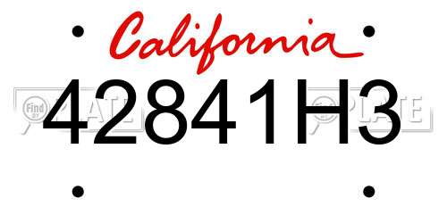 42841H3 California License Plate