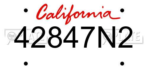 42847N2 California License Plate