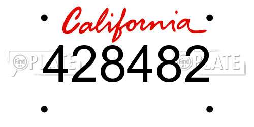 428482 California License Plate