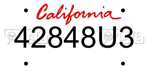 42848U3 California License Plate