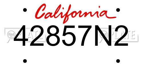 42857N2 California License Plate