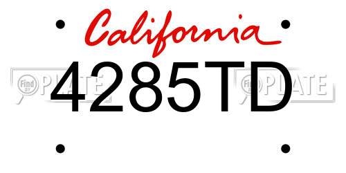 4285TD California License Plate