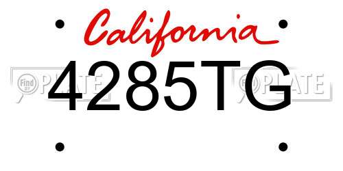 4285TG California License Plate