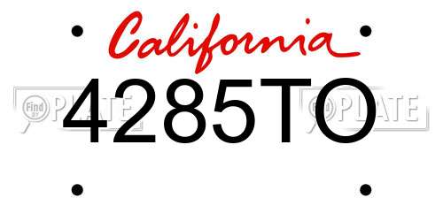 4285TO California License Plate