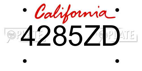 4285ZD California License Plate