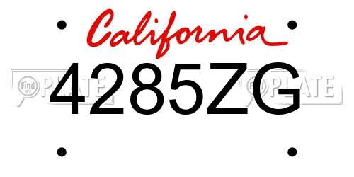 4285ZG California License Plate