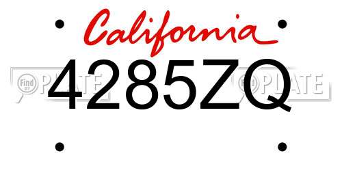 4285ZQ California License Plate