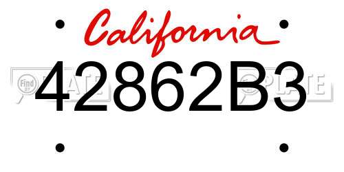 42862B3 California License Plate