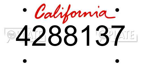 4288137 California License Plate