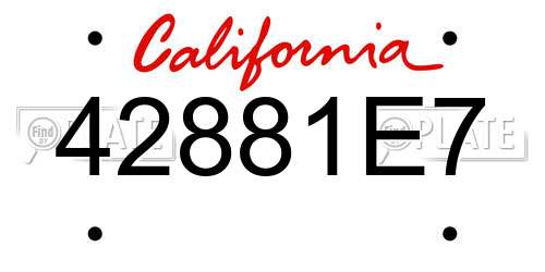 42881E7 California License Plate