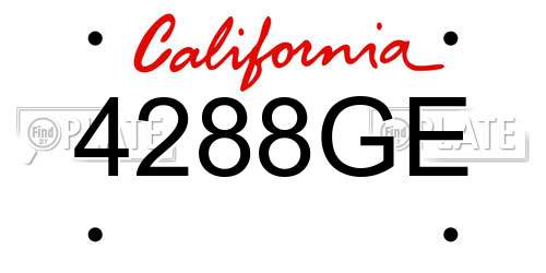 4288GE California License Plate