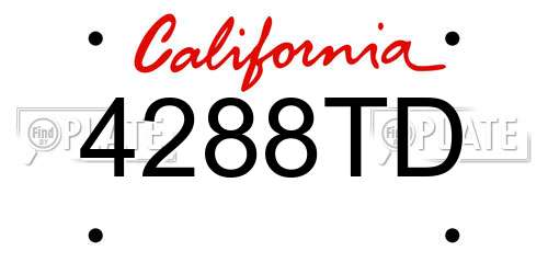 4288TD California License Plate