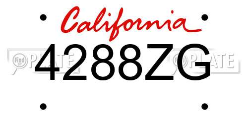 4288ZG California License Plate