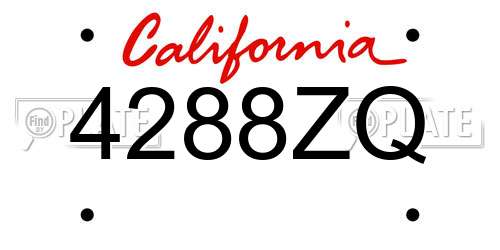 4288ZQ California License Plate