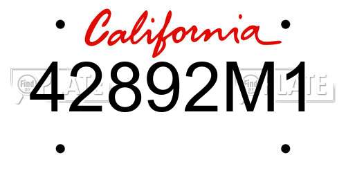 42892M1 California License Plate