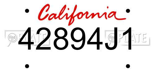 42894J1 California License Plate