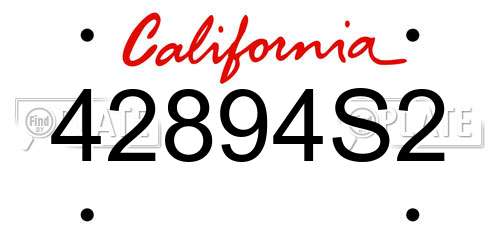 42894S2 California License Plate
