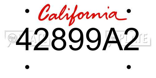 42899A2 California License Plate