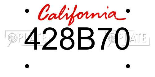 428B70 California License Plate