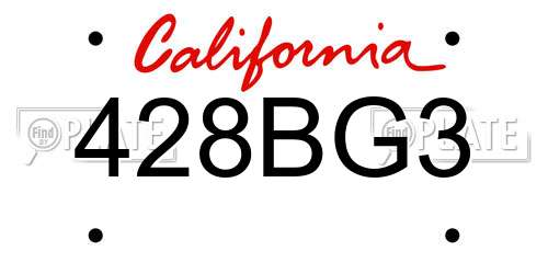 428BG3 California License Plate