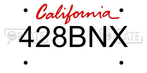 428BNX California License Plate