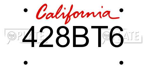 428BT6 California License Plate