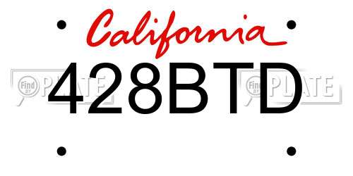 428BTD California License Plate