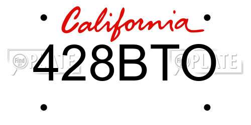 428BTO California License Plate