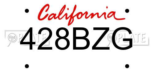 428BZG California License Plate