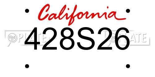 428S26 California License Plate