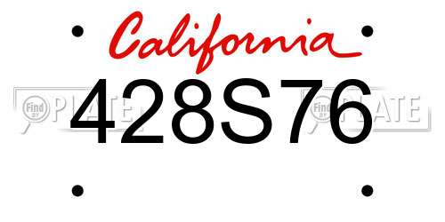 428S76 California License Plate