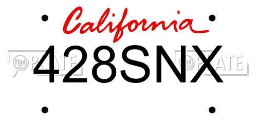 428SNX California License Plate