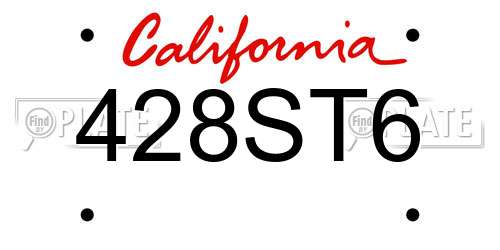 428ST6 California License Plate