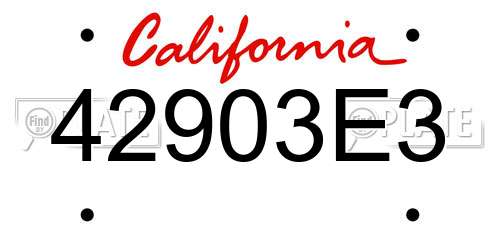 42903E3 California License Plate