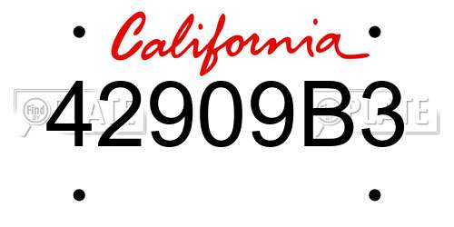 42909B3 California License Plate