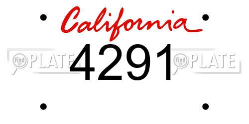 4291 California License Plate