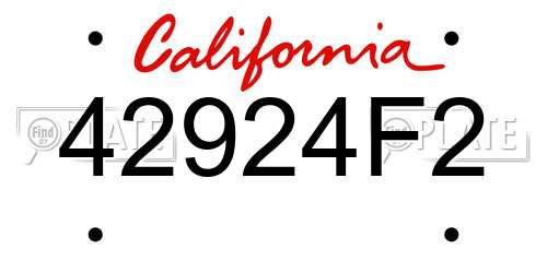 42924F2 California License Plate