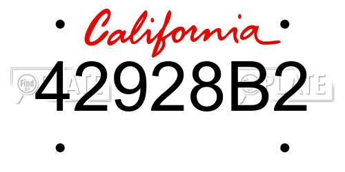 42928B2 California License Plate