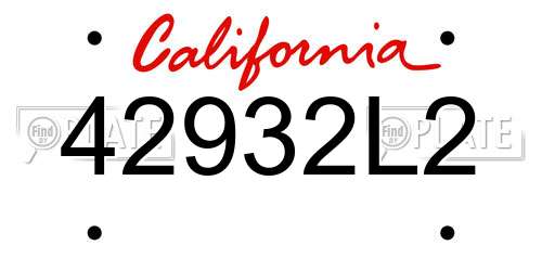 42932L2 California License Plate