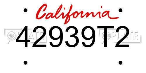42939T2 California License Plate