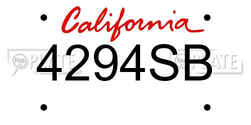 4294SB California License Plate