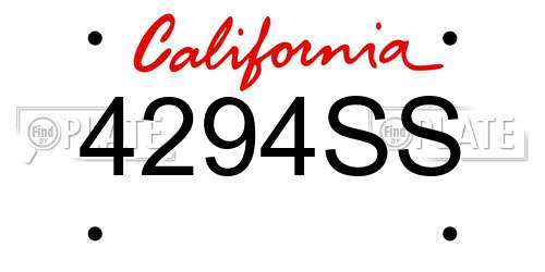 4294SS California License Plate
