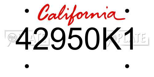 42950K1 California License Plate