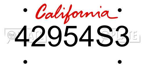 42954S3 California License Plate