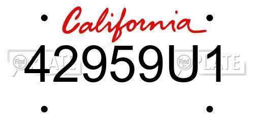 42959U1 California License Plate