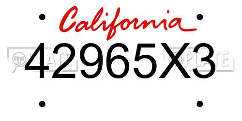 42965X3 California License Plate