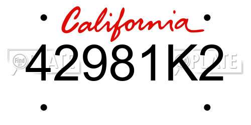 42981K2 California License Plate
