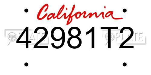 42981T2 California License Plate