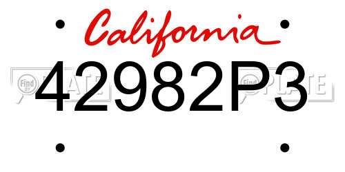 42982P3 California License Plate